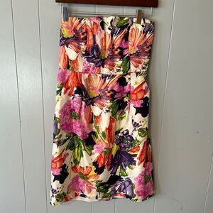 J. Crew Floral Silk Strapless Dress Size 6